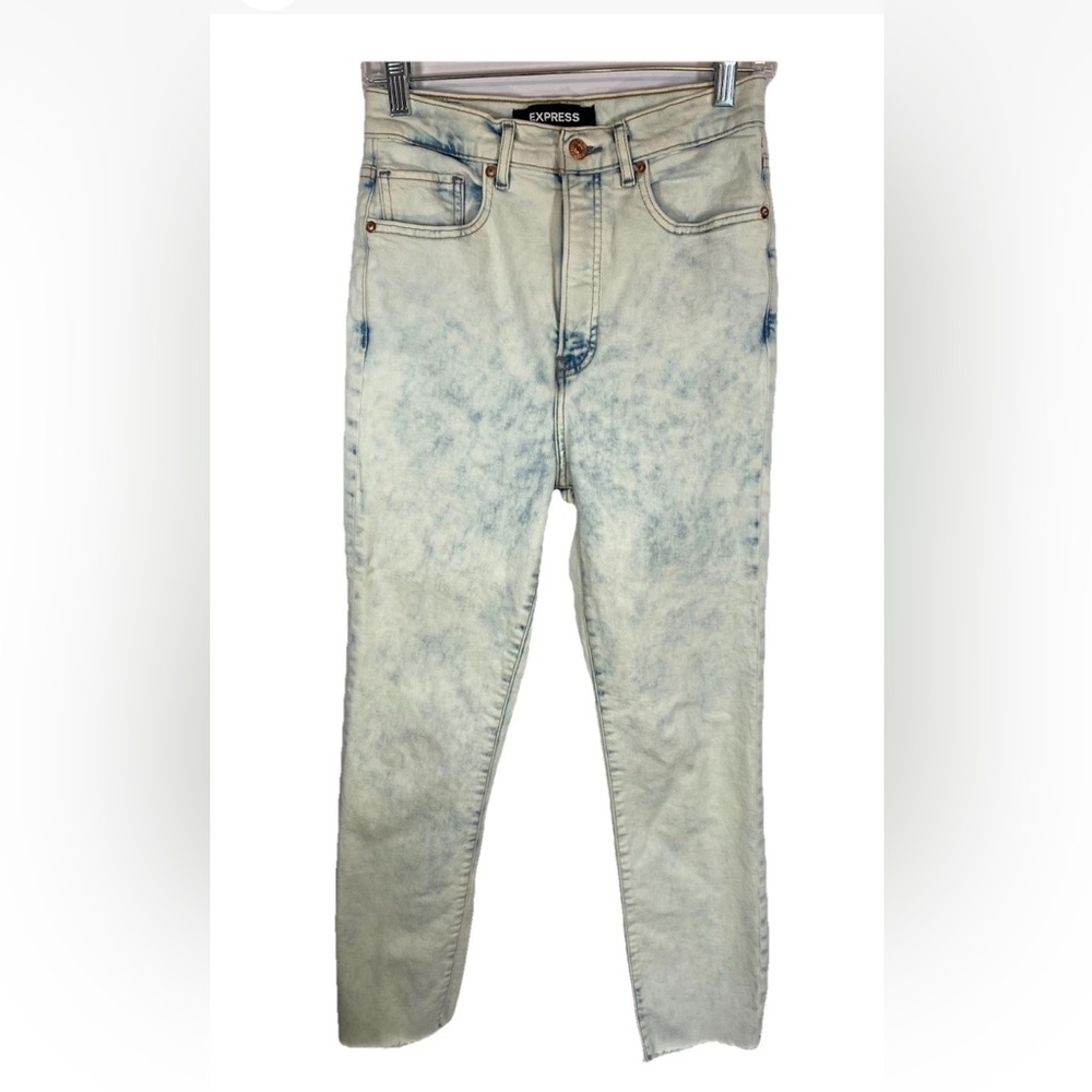 Express Jeans Women’s Slim Ankle Super High Rise Acid Washed Size 6  Y2K style